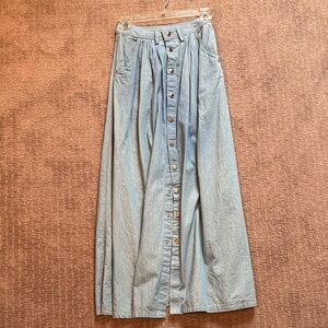 Button-Front Maxi Skirt in Light Blue